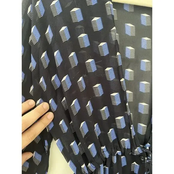 Evarae Silk Sheer Geometric Print Swim Cover up Dress Duster Kimonno Size small - Picture 8 of 11